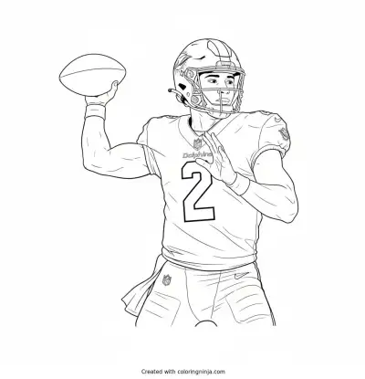 Malik Willis Throwing Deep Pass Coloring Page