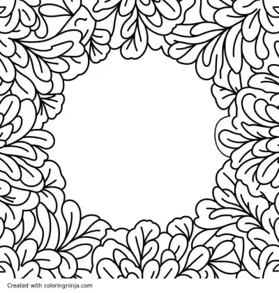 A coloring page of mandala flowers and plants