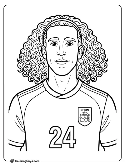 Marc Cucurella Spain Portrait Coloring Page