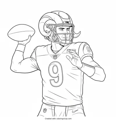 Matthew Stafford Throws Deep Pass Coloring Page