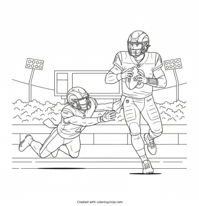 Matthew Stafford Scrambles Past Defender Coloring Page