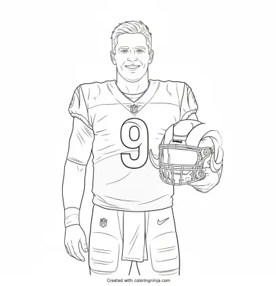 Matthew Stafford Helmet Pose Portrait Coloring Page