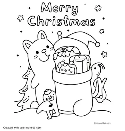 A coloring page of merry christmas
