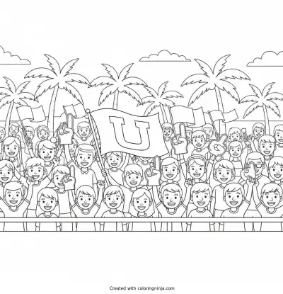 Miami Hurricanes Fans in the Stadium Coloring Page