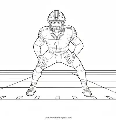 Micah Parsons In Game Stance Coloring Page coloring page