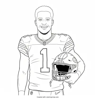 Micah Parsons Helmet Under Arm Coloring Page