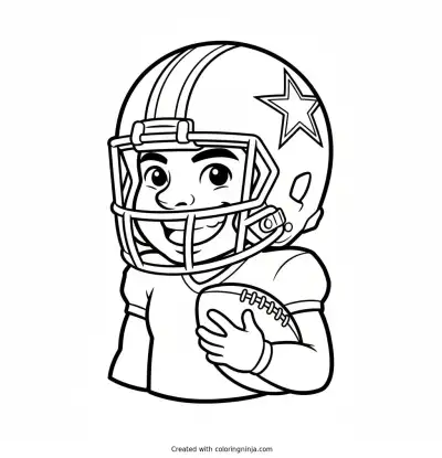 Micah Parsons Friendly Cartoon Portrait Coloring Page