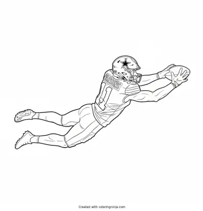 Micah Parsons Leaping Pass Deflection Coloring Page