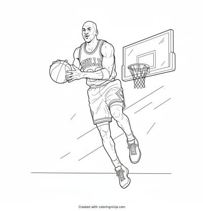 A coloring page of michael jordan