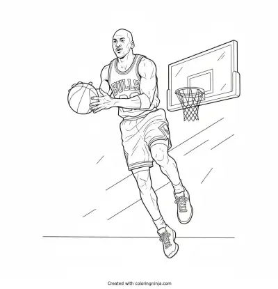 A coloring page of michael jordan