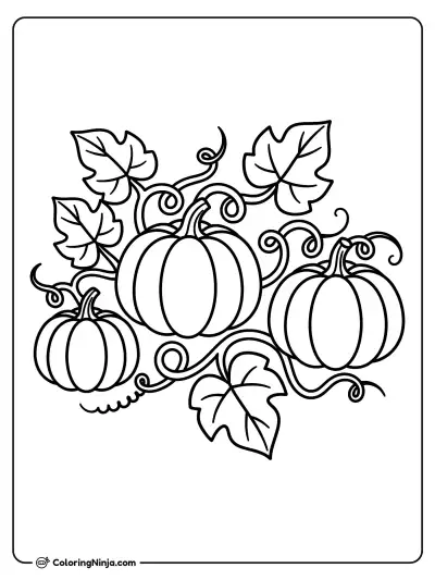 Minimalist Pumpkin Patch Coloring Page