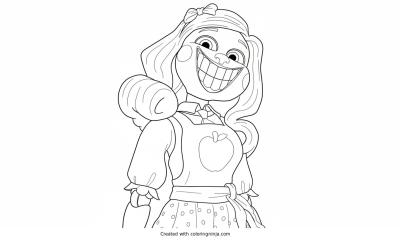 A coloring page of miss delight