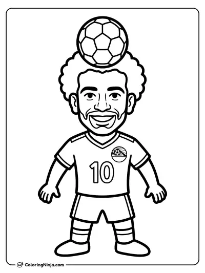 Mohamed Salah Cute Cartoon Coloring Page