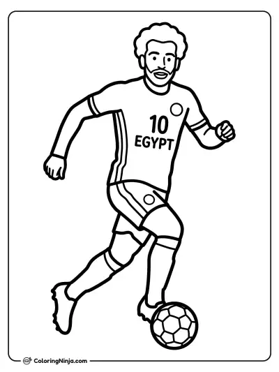 Mohamed Salah Dribbles Downfield Coloring Page