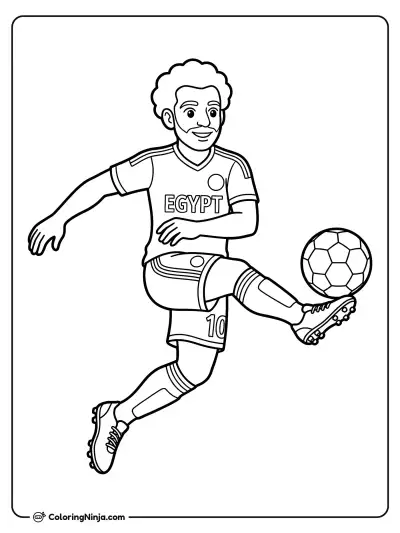 Mohamed Salah Kicks a Volley Coloring Page