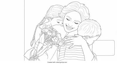 A coloring page of Mother's Day