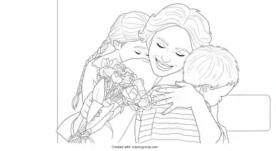 A coloring page of Mother's Day