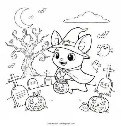 Murielago Halloween Coloring Page