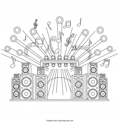 Halftime Music Stage Performance Coloring Page