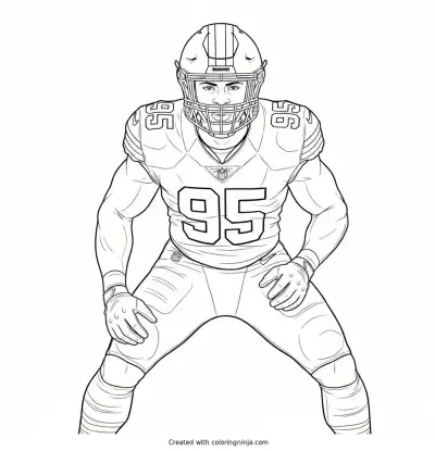 Myles Garrett Ready To Rush Coloring Page