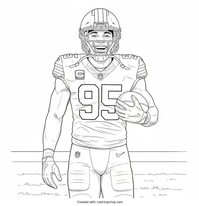 Myles Garrett Sideline Smile Coloring Page