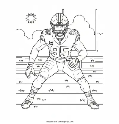Myles Garrett Defensive Stance Coloring Page