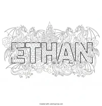 Ethan and the Friendly Dragons Coloring Page