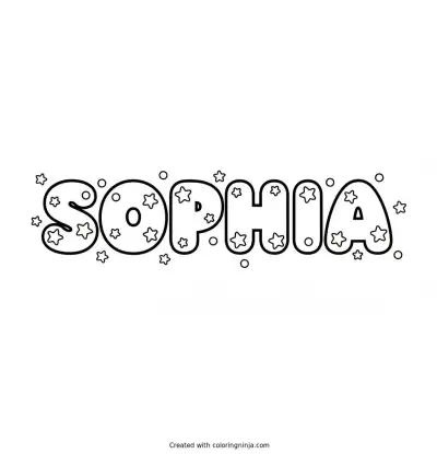 Sophia in Shiny Bubble Letters Coloring Page