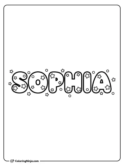 Sophia in Shiny Bubble Letters Coloring Page