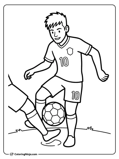 Neymar Performing a Skill Move Coloring Page