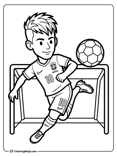 Neymar Striking the Soccer Ball Coloring Page