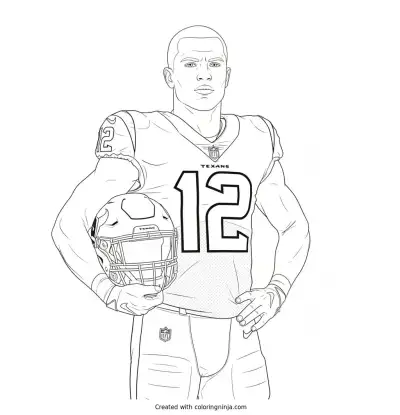 Nico Collins Helmet Portrait Coloring Page