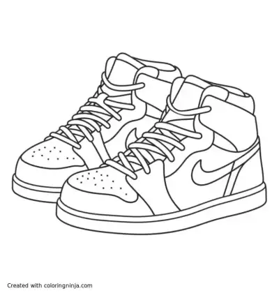 A coloring page of nike air jordan sneakers