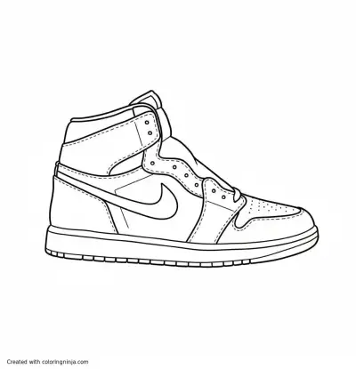 A coloring page of Nike air jordan sneakers