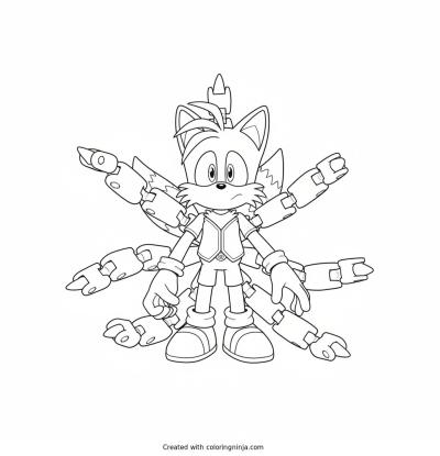 A coloring page of nine sonic