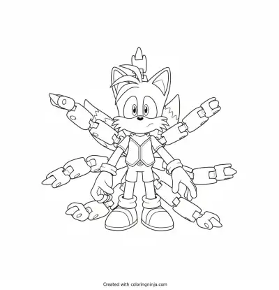 A coloring page of nine sonic