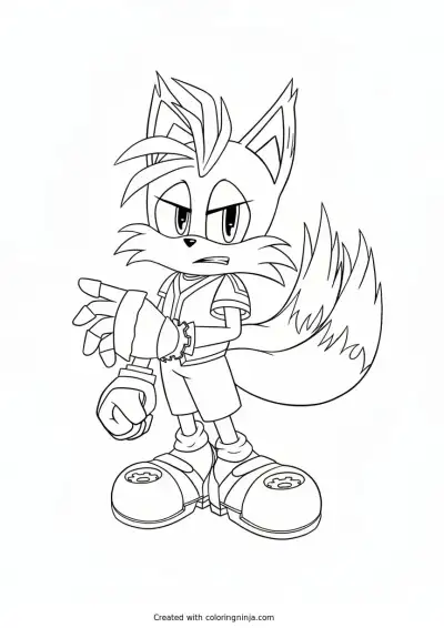 A coloring page of nine sonic