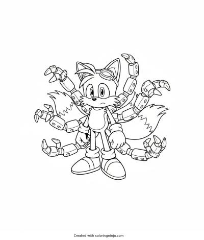 A coloring page of nine sonic