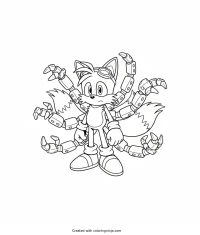 A coloring page of nine sonic