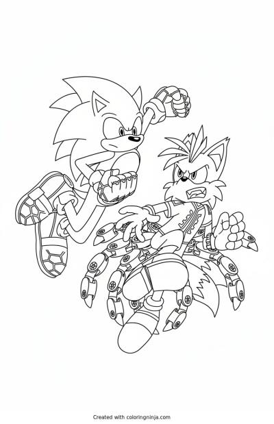 A coloring page of nine sonic