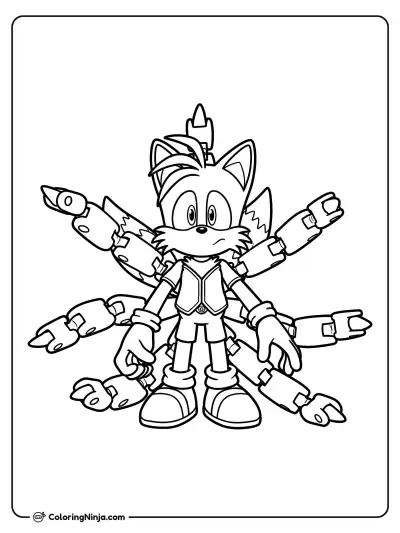 Nine Sonic de pie con colas mecánicas
