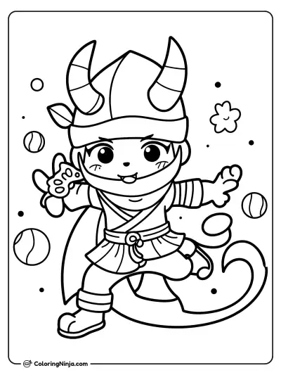 Ninja demonio saltando en el aire