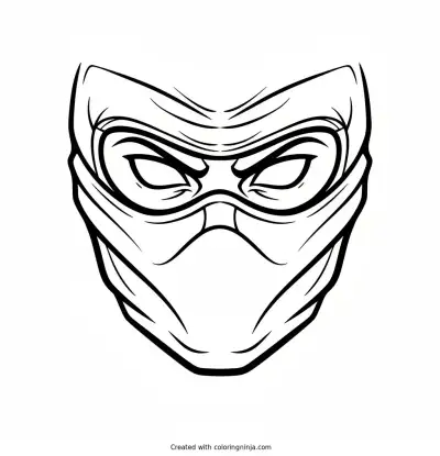 Ninja Mask Close-up with Sharp Eyes Coloring Page