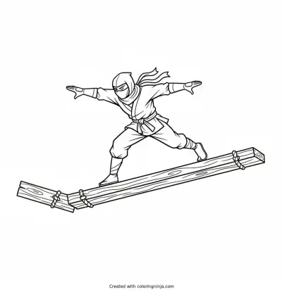 Obstacle Course Balance Run Coloring Page