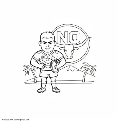 A coloring page of North queensland cowboys