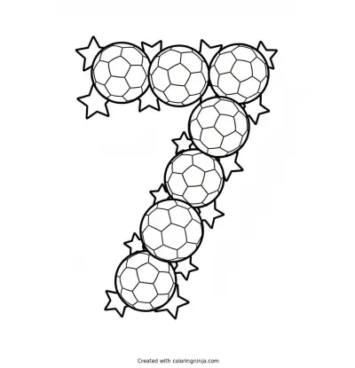 Lucky Number Seven Soccer Stars Coloring Page
