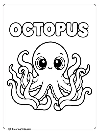 A Friendly Octopus and Seaweed Coloring Page