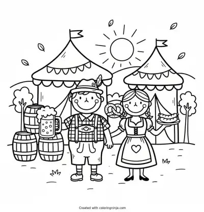 A coloring page of oktoberfest