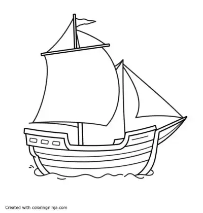 A coloring page of old ship
