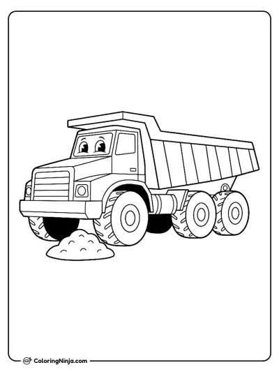 Friendly Big Dump Truck Coloring Page